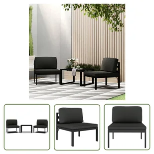 The Living Store 3-cz. zestaw wypoczynkowy z poduszkami - aluminium - antracytowy - Zestaw Sof Ogrodowych - Meble ogrodowe The Living Store 3-cz. zestaw wypoczynkowy z poduszkami - aluminium - antracytowy - Zestaw Sof Ogrodowych - Meble ogrodowe - miniaturka - grafika 1
