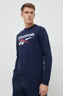 Bluzy męskie - Reebok bluza męska kolor granatowy z nadrukiem - miniaturka - grafika 1