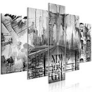 Obrazy i zdjęcia na płótnie - Obraz - New York City Collage (5-częściowy) szeroki czarno-biały (rozmiar 200x100) - miniaturka - grafika 1