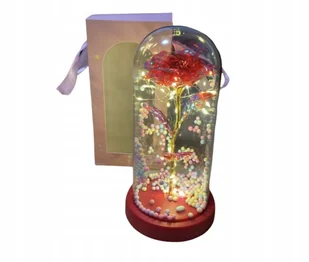 WIECZNA RÓŻA W SZKLE ŚWIECĄCA LED PREZENT PUDEŁKO WALENTYNKI DZIEŃ KOBIET - Sztuczne kwiaty - miniaturka - grafika 1