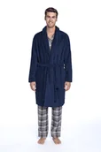 Szlafroki męskie - Męski szlafrok JACOB Ciemnoniebieski XL - miniaturka - grafika 1