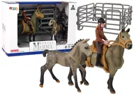 Figurki dla dzieci - Zestaw 3 Figurek Konie i Jeździec Zagroda Figurka Koń Farma - miniaturka - grafika 1