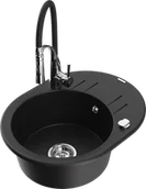 Zlewozmywaki z baterią - Mexen Kevin zlewozmywak granitowy 1-komorowy z ociekaczem i baterią kuchenną Aster, czarny - 6517-77-73450-07 - miniaturka - grafika 1