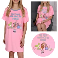 Piżamy damskie - DISNEY Toy Story Neonowa, różowa koszula nocna z krótkim rękawem, damska S - miniaturka - grafika 1