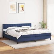 Łóżka - Lumarko Łóżko kontynentalne z materacem, niebieskie, tkanina 200x200 cm - miniaturka - grafika 1