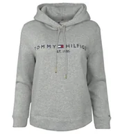 Bluzy damskie - Tommy Hilfiger bluza damska z kapturem Heritage HIilfiger szary rozmiar S - miniaturka - grafika 1