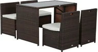 Meble ogrodowe - Outsunny 5szt. polirattanowe meble ogrodowe rattanowy zestaw jadalniany zestaw ogrodowy zestaw sof stalowy brąz+khaki - miniaturka - grafika 1