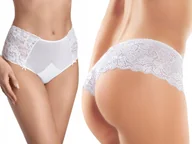 Bielizna nocna - Ewana 079 Koronkowe Szorty Biodrówki Biały M - miniaturka - grafika 1