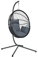 Huśtawki - Wiszący fotel kokon z ratanu antracyt + czarny M2-A69 - miniaturka - grafika 1