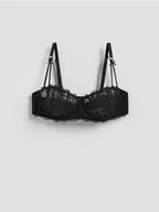 Biustonosze - Reserved - Miękki biustonosz z fiszbinami - czarny - miniaturka - grafika 1