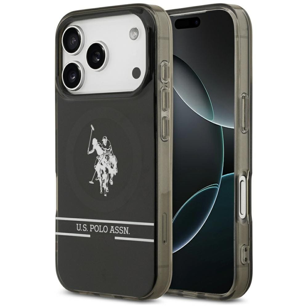 Etui US Polo DH and Bottom Stripe Logo MagSafe do iPhone 17 Pro czarny