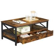 Ławy i stoliki kawowe - Duży stolik kawowy z szufladami i półką - miniaturka - grafika 1