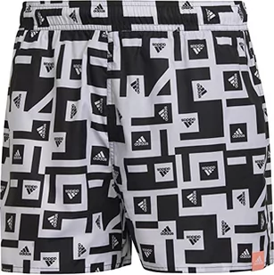 adidas Męski kostium kąpielowy Bos AOP Clx Vsl, czarny/biały, S - Stroje kąpielowe - miniaturka - grafika 1