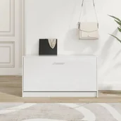 Ławki do przedpokoju - Lumarko Ławka z miejscem na buty, wysoki połysk, biała, 80x24x45 cm - miniaturka - grafika 1
