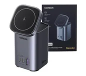 Ładowarki do telefonów - UGREEN GaN 2w1 CD342 Qi 2xUSB-C 1x USB-A 100W (szary) - Kup na Raty - - miniaturka - grafika 1