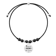Bransoletki - Mother's Charm  Personalizowana Bransoletka Sznurkowa z Czarnym Turmalinem i Srebrną Stalą Szlachet - Manoki - miniaturka - grafika 1