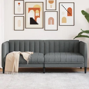 Sofa 2-osobowa, ciemnoszara, tapicerowana tkaniną - Sofy i kanapy - miniaturka - grafika 1
