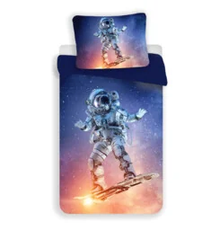 Jerry Fabrics Pościel z mikrofibry 140x200 Astronauta niebieska kolorowa poszewka 70x90 - Pościel - miniaturka - grafika 1