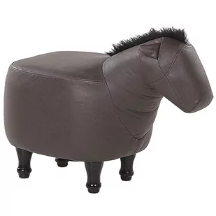 Beliani Pufa zwierzak ekoskóra ciemnobrązowa HORSE - Pufy i podnóżki - miniaturka - grafika 1