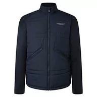 Bluzy męskie - Hackett London Męska bluza AM Moto Quilt FZ, niebieska (granatowa), XXL, Niebieski (granatowy), XXL - miniaturka - grafika 1