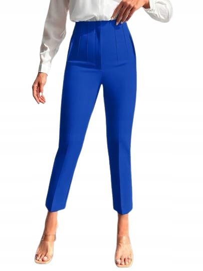 SHEIN ELEGANCKIE NIEBIESKIE SPODNIE WYSOKI STAN PROSTE L 1HC