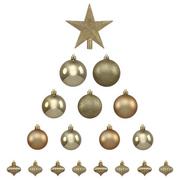 Bombki - Zestaw bombek świątecznych z gwiazdą FÉÉRIC LIGHTS AND CHRISTMAS, złoty, 18 szt. - miniaturka - grafika 1