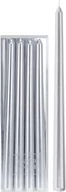 Oświetlenie świąteczne - Świeca stożkowa stołowa metaliczna 30 cm w kolorze srebrnym zestaw 4 szt - miniaturka - grafika 1