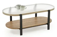 Ławy i stoliki kawowe - Owalna szklana ława na metalowej podstawie - Malavi 3X - miniaturka - grafika 1