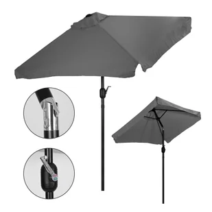 Prostokątny duży parasol ogrodowy skośny łamany z korbą szary 200 x 140 cm - Parasole ogrodowe - miniaturka - grafika 1