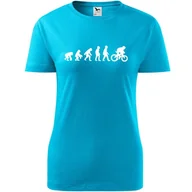 Koszulki i topy damskie - Damska Koszulka z Nadrukiem Rowerowa Ewolucja Rower Prezent dla Rowerzystki turkusowy L - miniaturka - grafika 1