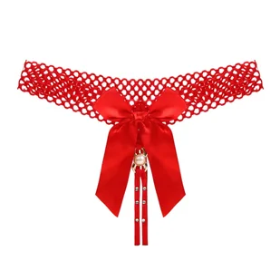 Seksowne stringi z kokardką - Czerwony S/M - Majtki damskie - miniaturka - grafika 1