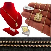 Biżuteria dla dzieci - ZŁOTY ŁAŃCUSZEK I MEDALIK KOMUNIJNY MATKA BOSKA CZĘSTOCHOWSKA 18K + GRAWER - miniaturka - grafika 1