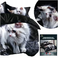 Pościel - Pościel 160x200 3 części komplet poszewki 70x80 mikrofibra 3D Andreas kot - miniaturka - grafika 1
