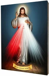 Jezus Miłosierny - obraz religijny na desce lipowej - Ikony i obrazy sakralne - miniaturka - grafika 1