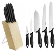 Noże kuchenne - Fiskars Essential 1023782 5 noży + Blok brązowy - miniaturka - grafika 1