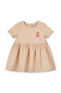 Sukienki i spódniczki dla dziewczynek - Liewood sukienka bawełniana niemowlęca Livia Baby Dress kolor czerwony mini rozkloszowana - grafika 1