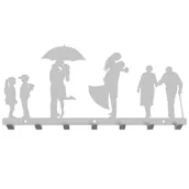 Wieszaki i stojaki - Metalowy wieszak ścienny na ubrania i klucze loft LIVE RODZINA srebrny - miniaturka - grafika 1