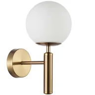 Lampy ścienne - Italux Nowoczesny kinkiet do jadalni Ravena szklana lampa złota biała - miniaturka - grafika 1