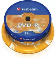 Nośniki danych - Płyty DVD-R VERBATIM 43522 4.7GB 16x - Cake Box - 25szt. - miniaturka - grafika 1