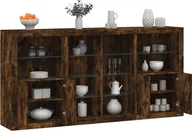 Szafki RTV - vidaXL vidaXL Szafka z oświetleniem LED, przydymiony dąb, 202x37x100 cm - miniaturka - grafika 1