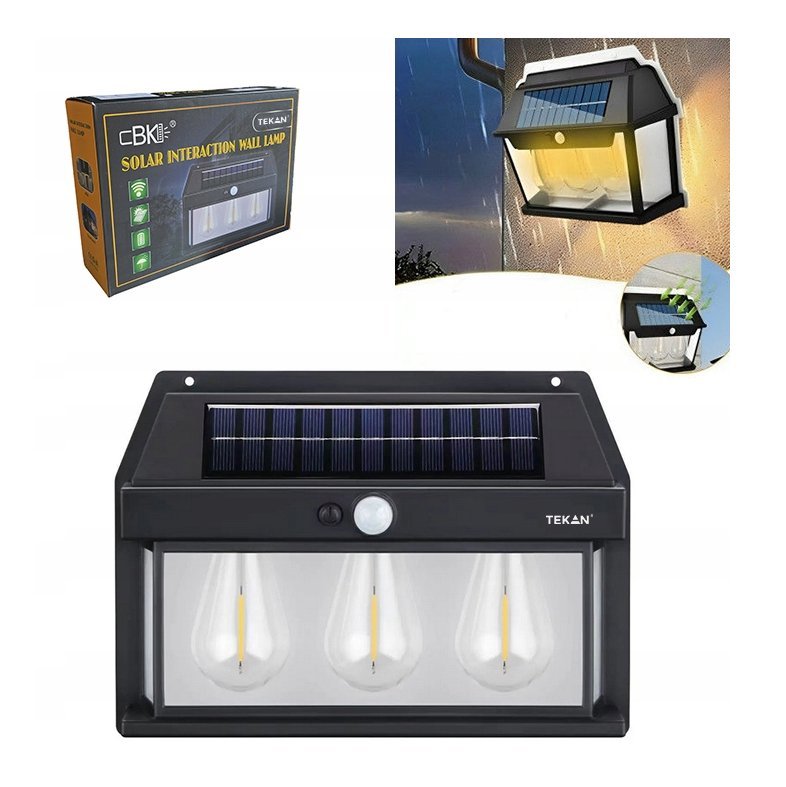 Lampa Solarna Led Elewacyjna Kinkiet Oświetlenie Dekoracyjne Latarnia 3 Led