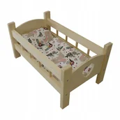 Domki dla lalek - ŁÓŻECZKO DREWNO GRAWER SERCE POŚCIEL KRÓLIK PUCIO - miniaturka - grafika 1