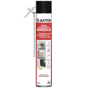 Piana montażowa uniwersalna wielosezonowa 750 ml Axton - Pianki montażowe - miniaturka - grafika 1