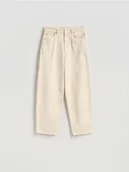 Spodnie damskie - Reserved - Jeansy barrel leg - złamana biel - miniaturka - grafika 1