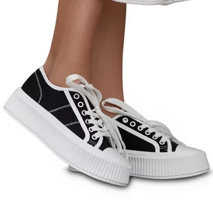 Trampki Damskie Na Platformie Sportowe Czarne Elida 38 - Trampki damskie - miniaturka - grafika 1