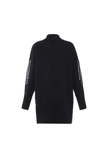 Swetry damskie - faina Damski kardigan średniej długości ozdobiony cekinami czarny rozmiar XS/S, czarny, XS - grafika 1