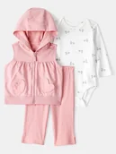 Bluzy i sweterki niemowlęce - carter's 3-częściowy zestaw w kolorze jasnoróżowo-białym - miniaturka - grafika 1