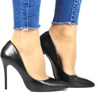 Czółenka - DAMSKIE SZPILKI WYSOKIE CZÓŁENKA COMER AH51 CZARNE MATOWE - miniaturka - grafika 1