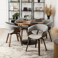 Krzesła - Krzesło Tapicerowane z Drewna Giętego GARY 2 Szare/Orzech Nowoczesne Loft - miniaturka - grafika 1