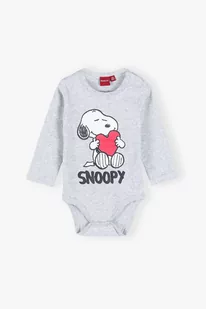 Bawełniane body niemowlęce z długim rękawem, Snoopy - Body dla niemowląt - miniaturka - grafika 1